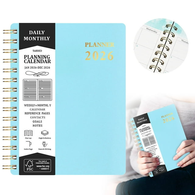 2026 English Planner Notebook Sky Blue, Budget Planner Book with Monthly Expense Notebook, 12-Month Undated Bill Financial Planner for Taking Control of Finances, 8.2 Inch