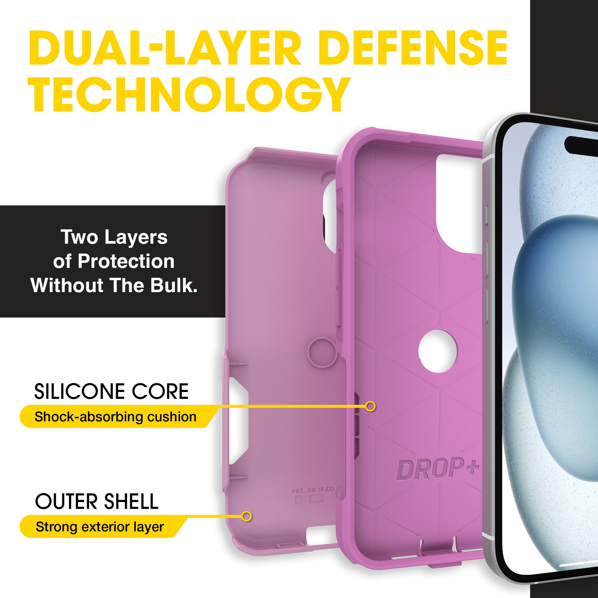 OtterBox iPhone 16e, iPhone 15, iPhone 14, and iPhone 13 Commuter Series Case - MagSafe Edition - Pink, Slim & Tough, Pocket-Friendly, with Port Protection - Run Wildflower