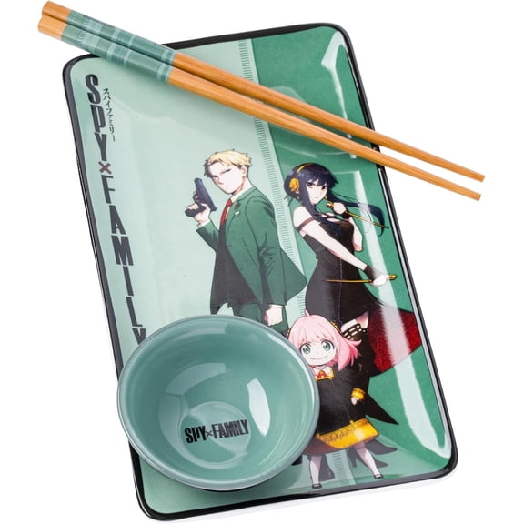 Silver Buffalo Spy X Family Trio Green 3 Piece Ceramic Sushi Set