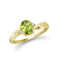 JewelersClub Peridot Ring Birthstone Jewelry–0.80 Carat Peridot 14K Gold Plated Silver Ring Jewelry with White Diamond Accent–Gemstone Rings with Hypoallergenic 14K Gold Plated Silver