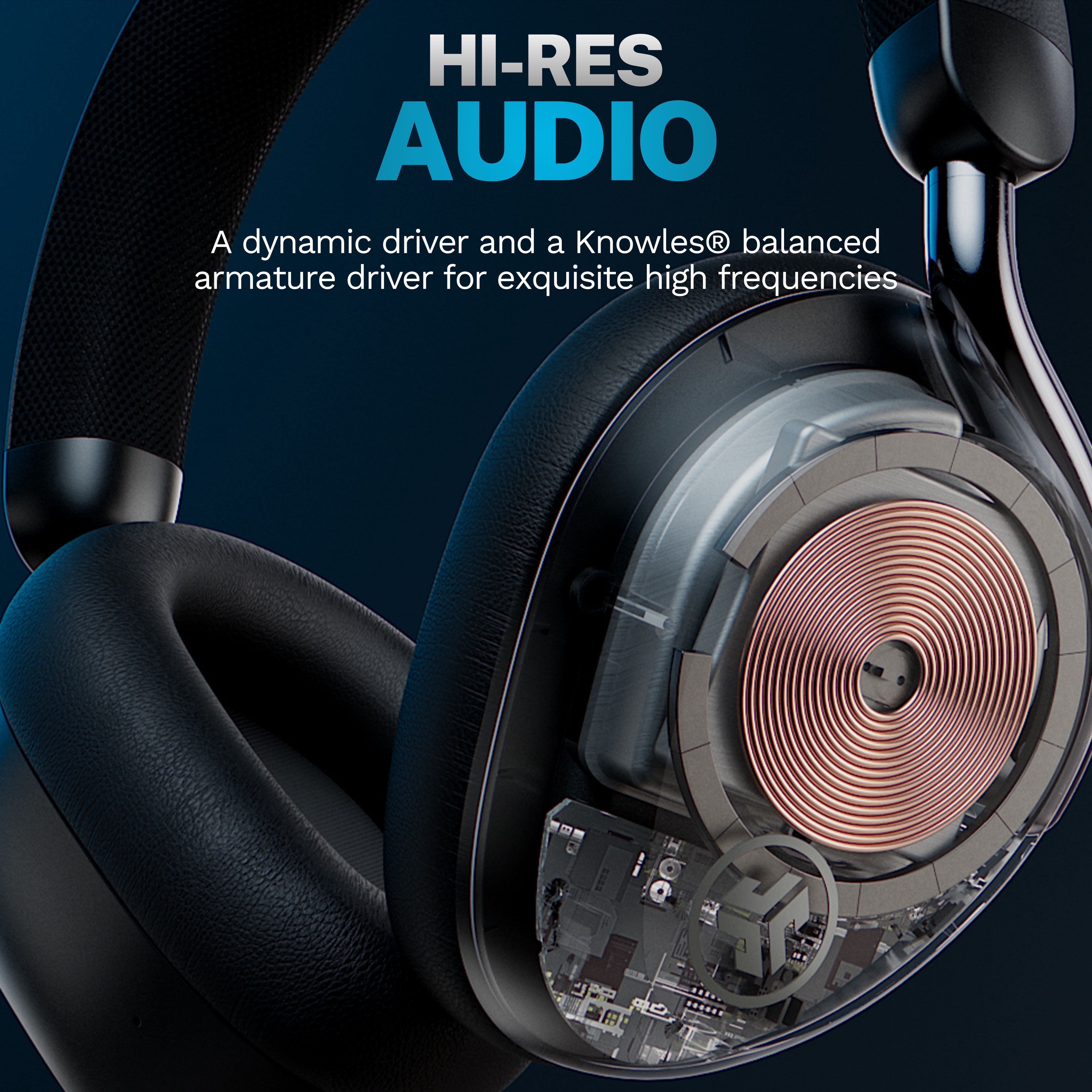 JLab Epic Lux Lab Edition ANC Headphones, 90+ Hour Playtime, Black