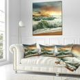 thumbnail image 3 of Designart Rushing Waves in Evening Beach - Seashore Throw Pillow - 16x16, 3 of 5