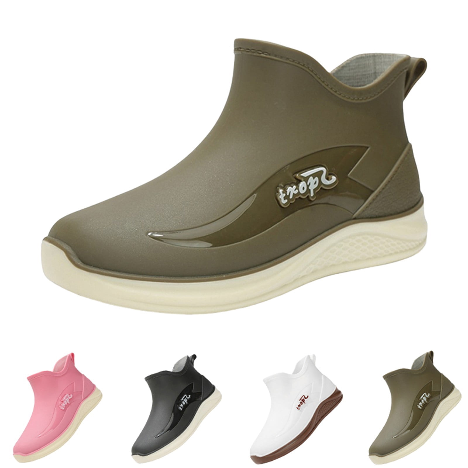XIMIN Women Rain Boots Ankle Rain Shoes Anti-Slipping Waterproof Rainboots with Comfortable Lightweight Garden Rubber Rain Boot Outdoor Work Shoes Fishing Deck Boots