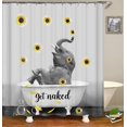 thumbnail image 3 of 4PCS Cute Elephant Shower Curtain Set, African Wild Animal Wildlife Safari Glam Modern Bathroom Decor, Waterproof Fabric Black Curtain, Non-slip Bath Mat Toilet Rug, Gold Glitter, 3 of 7