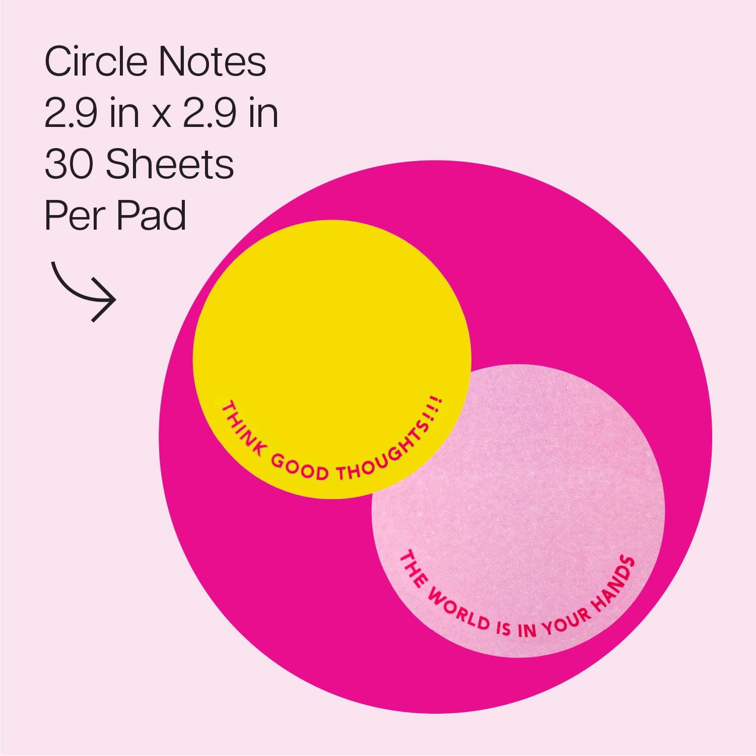 Post-it Circle Notes, Pink and Yellow, 2.9 in x 2.9 in, 2 pads