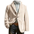 thumbnail image 4 of IWRICH Men's Carnival Strip Printed Corduroy Blazer Mardi Gras Casual Plus Size Suit Jacket Rave Holiday Party Stage Coat Khaki M, 4 of 4