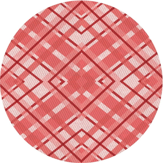 Ahgly Company Indoor Round Patterned Pastel Pink Area Rugs, 4' Round