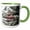 Green/White, variant on 3drose, Merry Christmas Peeps Is Written Over a Snow Covered Pine Tree, 11oz Two-tone Red Mug