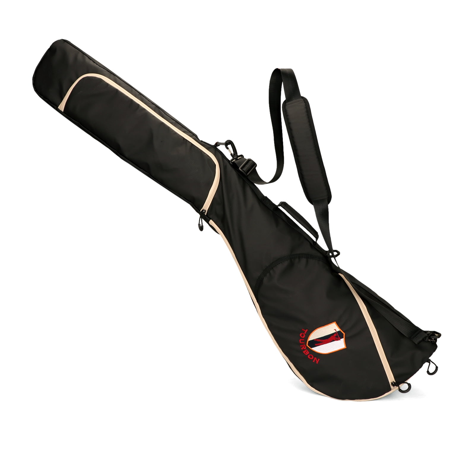 TOURBON Golf Clubs Bag Nylon Lightweight Sunday Bag Travel Pack for Driving Range Waterproof Black Outdoor