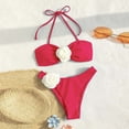 thumbnail image 2 of Youmylove Women Swimwear Floral Decoration Neck Convertible Two Way Bikini Set Beach Swimwear Trendy Swim Wear, 2 of 7