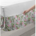 thumbnail image 2 of Spring Bed Skirt, Pink Blossoms Green Stems and Leaves Flourishing Garden Growth with Silhouettes, Elastic Bedskirt Dust Ruffle Wrap Around for Bedding Decor, 4 Sizes, Multicolor, by Ambesonne, 2 of 2