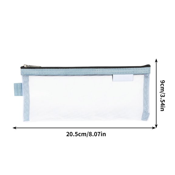 Transparent Mesh Pencil Pouch Large Capacity for Stationery Storage Learners Office Workers Daily Use(Blue)