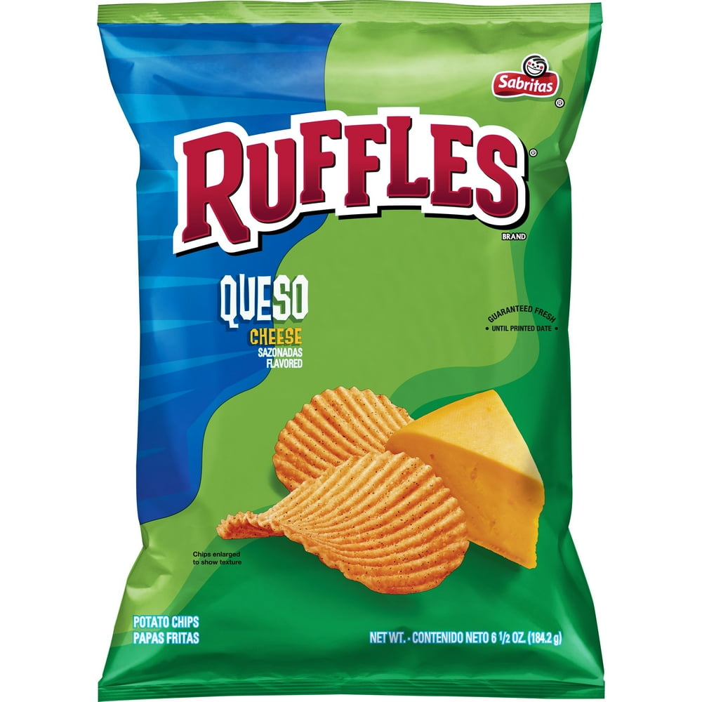 Ruffles Queso Cheese Flavored Potato Chips, 6.5 oz Bag