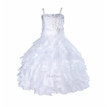 

Ekidsbridal Wedding Satin Ruffles Organza Flower girl dress Elegant Pageant Birthday New 164S