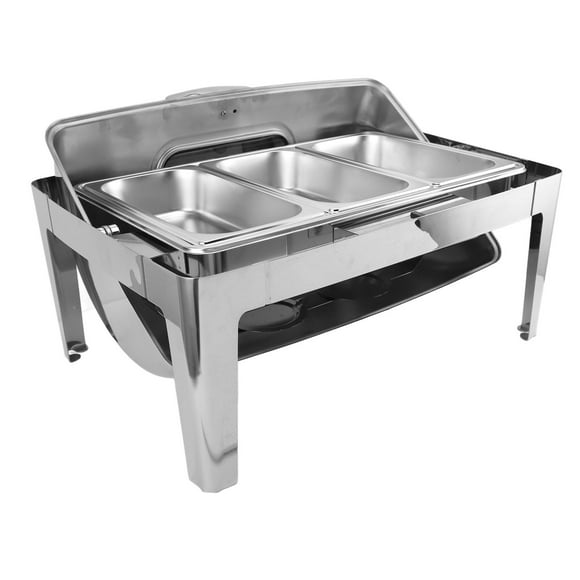 9L Stainless Steel Chafing Dish, Buffet Catering Food Warmer With Transparent Glass Lid, Alcohol Heating Catering Serve Chafer For Hotels, Restaurants, Buffet