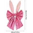 thumbnail image 5 of kakina CMSX 16 Inch Easter Bunny Ears Wreath Bow Rustic Buffalo Plaid Easter Bows for Wreaths Spring Holiday Fabric Decorative Bow for Tree Topper Front Door Wall Window Home Party DIY Crafts (Pink), 5 of 10