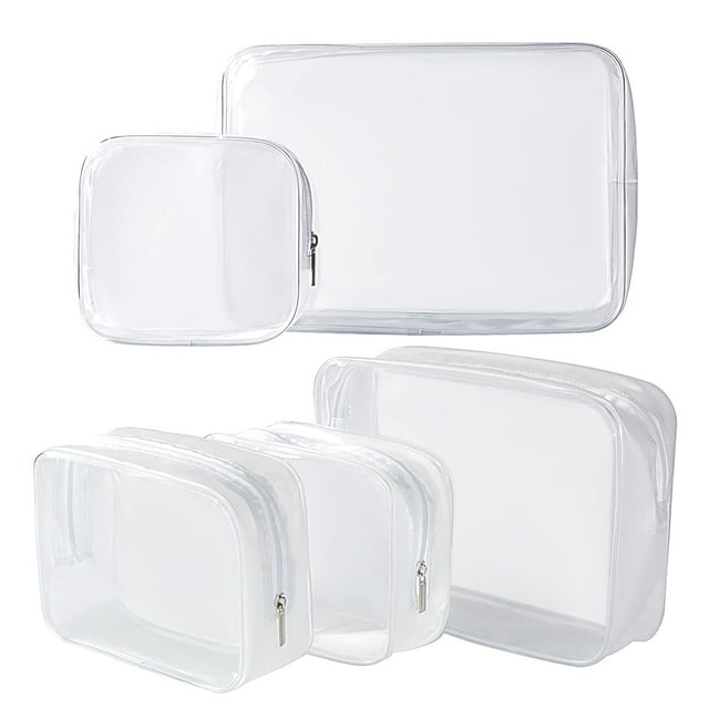 Bolsa de aseo Homtable, paquete de 5 unidades, de plástico transparente, aprobada por la TSA