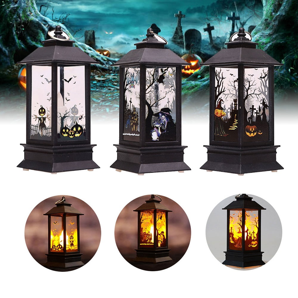 Halloween Scenery Shower Curtain Tombstones Candles Horror Scarecrow Bath Mat 