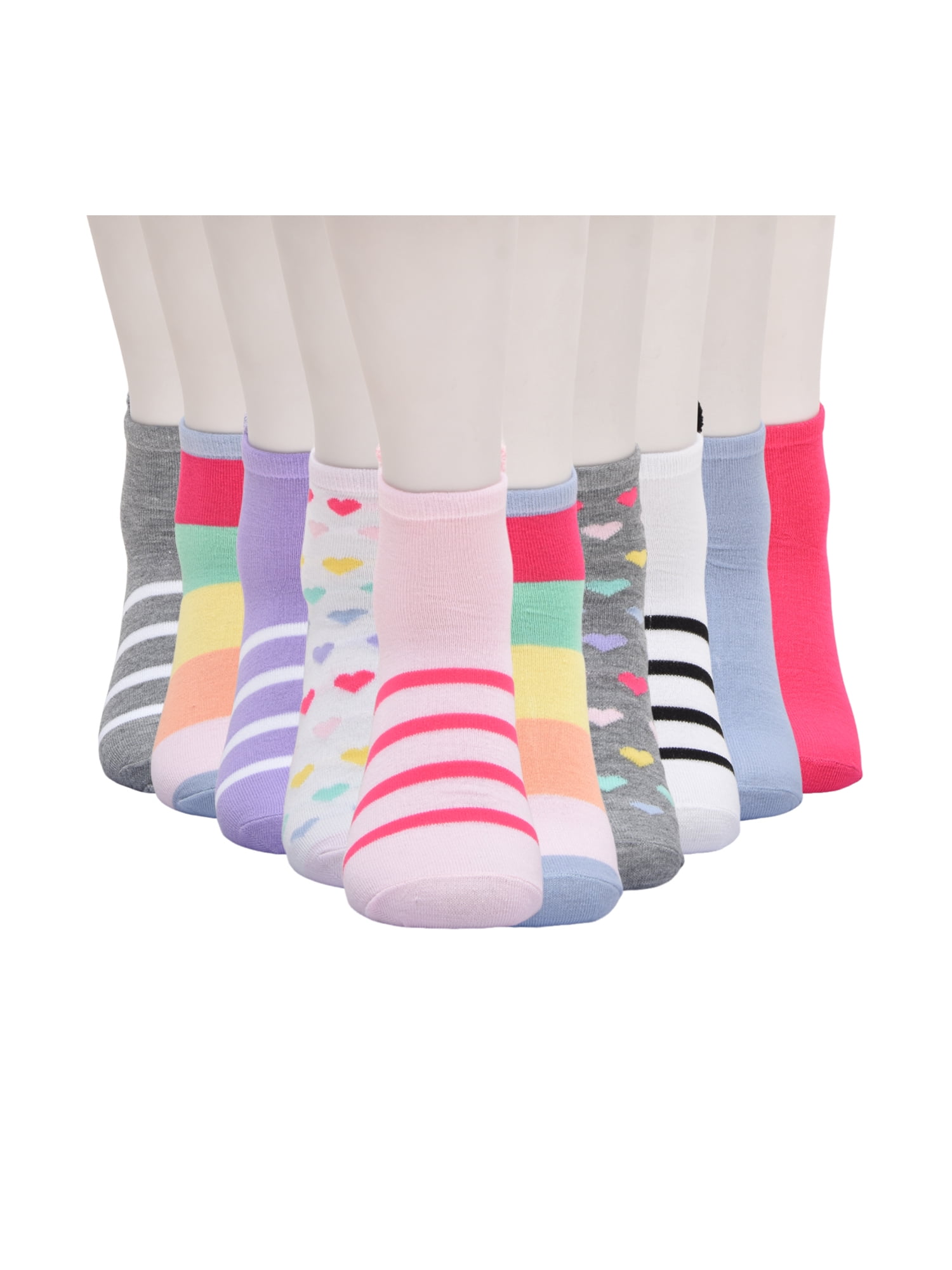 Wonder Nation Girls Critter Ankle Socks, 10-pack, Size Medium (Shoe Size 10.5-4)