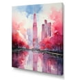 thumbnail image 2 of Designart "Skyscrapers of New York City in Pink & Blue I" Architecture Canvas Wall Art - Industrial Pink Skyscrapers Hallway Wall Art Decor, 2 of 6
