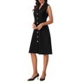 thumbnail image 4 of INSPIRE CHIC Women's Sleeveless Blazer Dress Collared Button Down Business Work A Line Dresses S Black, 4 of 5