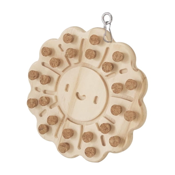 Juguete para masticar loros, juguete para pájaros, juguete para buscar comida, juguete de bloques de madera Sol