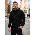 thumbnail image 5 of COOFANDY Mens Long Sleeve Drawstring Plaid Jacquard Hooded Sweatshirt, White, Large, 5 of 8