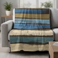 thumbnail image 2 of Farmhouse Blue Beige Blanket Soft Cozy Warm Throw Blanket for Couch, Plush Fuzzy Flannel Fleece Blankets for Sofa, Vintage Retro Wooden Bed Blankets Lightweight Gifts for Women, 30"x40", 2 of 9