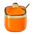 thumbnail image 1 of HLONK Ceramic Sugar Bowl Container with Lid and Spoon Spice Seasoning Box Ceramic Condiment Pot Condiment Jar for Counter White, 1 of 6