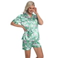 thumbnail image 6 of DAKIMOE Womens Silk Satin Pajama Set Valentines Pajamas Short Sleeve Shirt with Shorts 2 Piece Pjs Sets Soft Silky Sleepwear Nightwear Button-Down Loungewear S-XL, 6 of 7