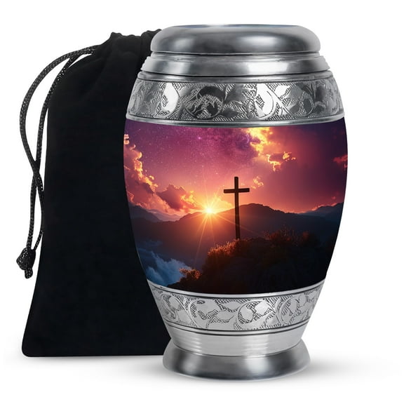KARYLIZ Cross Urn - Funeral Small Keepsake Urn For Human Ashes - Urn For Human Ashes Adult Female & Male, Cremation Urn For Ashes For Women & Man, Decorative Urn, Religious Urn, Large Size 10 Inch