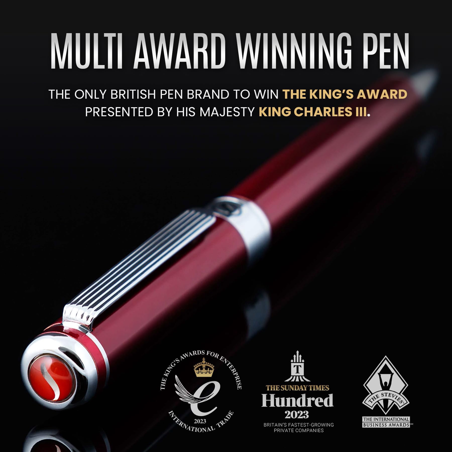 Deep Crimson Ballpoint Pen - Stunning Red Lacquer Luxury  Chrome Finish Schmidt Black Refill Ball Gift Set For Men & Women Professional Executive Office Nice Designer