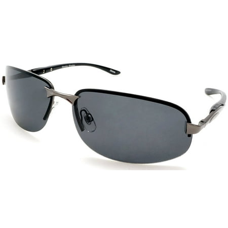 Unisex Polarized Semi-Rimless Classic Stylish Sport Sunglasses - Cool Factor - Black -