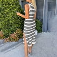 thumbnail image 6 of Ruyang Dresses for Women, Women's Summer Bodycon Sundress Casual Midi Sleeveless Hollow Out Knit Side Slit Striped Long Tank Dress, 6 of 9
