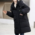 thumbnail image 3 of Black and Friday Clothing Sales Idoravan Women's Quilted Puffer Coat,Fashion Women Zipper Coat Long Jacket Winter Long Sleeve Long Down Cotton Black M, 3 of 8