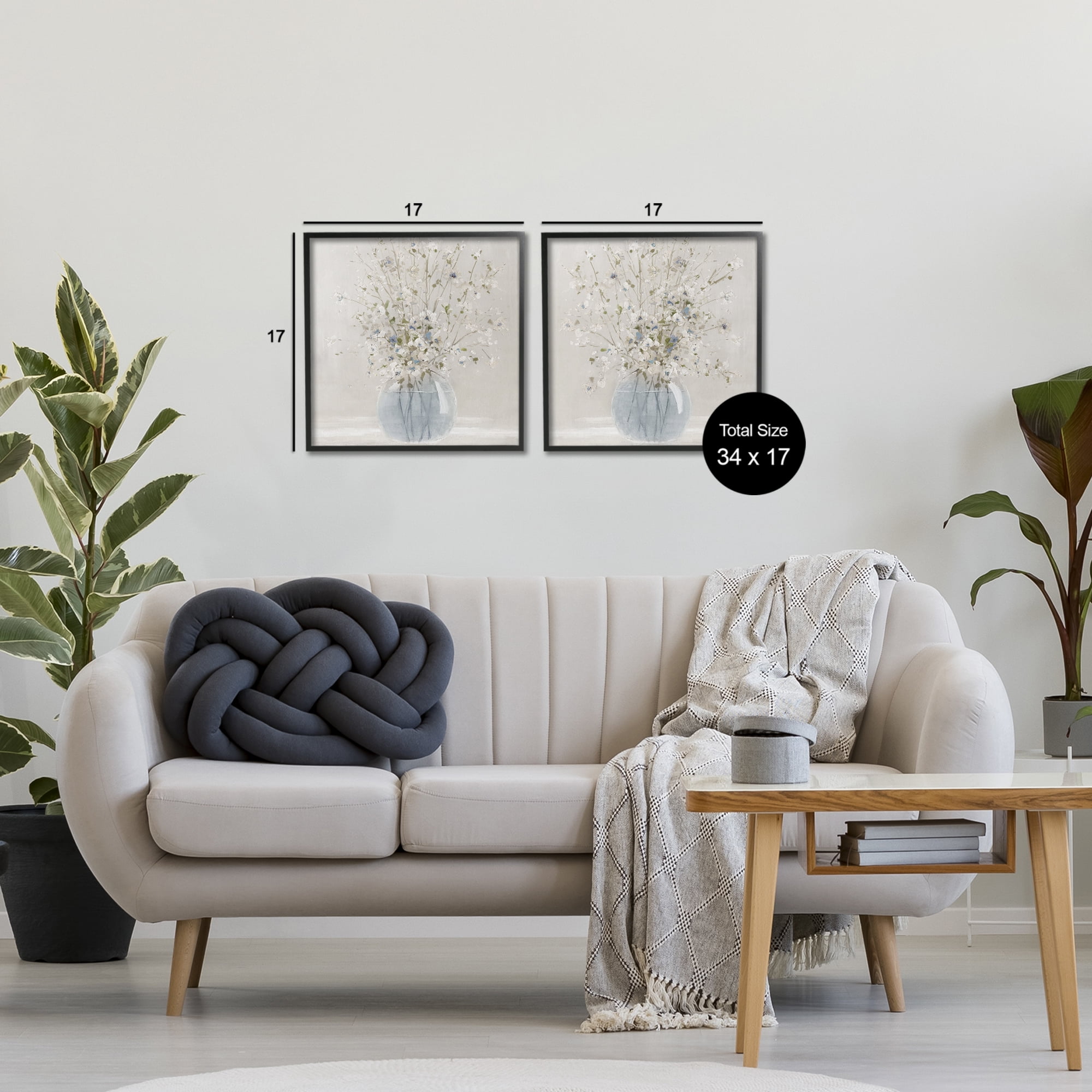 Stupell Industries Delicate Glass Vase Bouquet 2 Piece Black Framed Giclee Art Set, design by Carol Robinson