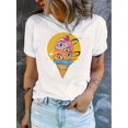 thumbnail image 1 of Women's Creative Eye Ice Cream Print T-Shirt, Casual Crew Neck Short Sleeve Top, Polyester 95% Spandex 5% Knit Fabric, Medium Stretch, All Season Fashion Tee, Casual Wear | Creative Print Tee | Polye, 1 of 6