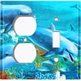 thumbnail image 4 of Metal Light Switch Plate Outlet Cover Cute Dolphin Pod Ocean Reef, 4 of 13