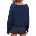 thumbnail image 3 of Solid Color Spring Fall Long Sleeve Off Shoulder Casual Crop Sweatshirt, 3 of 6