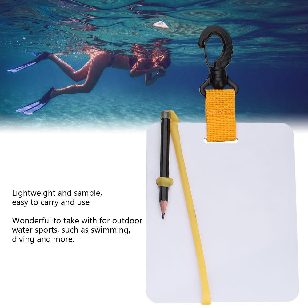 Tebru Diving Writing Slate,Underwater Writing Slate Board with Swivel Clip and Pencil for Water