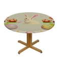 thumbnail image 3 of ONETECH  Easter Tablecloth Round Colorful Cute Bunnies Eggs Buffalo Check Plaid Table Cover Washable Stain and Resistant Reusable Table Cloth for Holiday Decor, 3 of 7