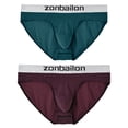 thumbnail image 2 of TANBOM Men's Bulge Enhancing Briefs Nylon Underwear Green/Brown M 2-Pack, 2 of 6