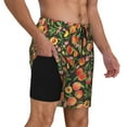 thumbnail image 3 of Goofa Fruits Peach Printed Men's Swim Trunks Board Shorts Quick Dry Mens Swimming Trunks with Compression Liner,Breathable Fit Hawaii Beach Shorts-3X-Large, 3 of 9