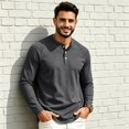 thumbnail image 7 of Yifymode Men's Henley Long Sleeve Shirts Button Casual Stylish T-Shirts Basic Solid Color Pullover Shirt,Blue S, 7 of 7