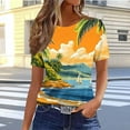 thumbnail image 2 of perfectbot Women T-Shirts Short Sleeve Summer Crew Neck Trendy Breathable Blouses Boho Clothes ,S-3XL, 2 of 4