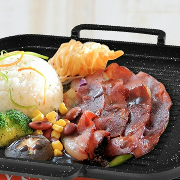 CATIEBYE 1Pc Induction Cooker Smokeless Grill Plate Black Bbq Pan for Steaks Chicken Vegetables