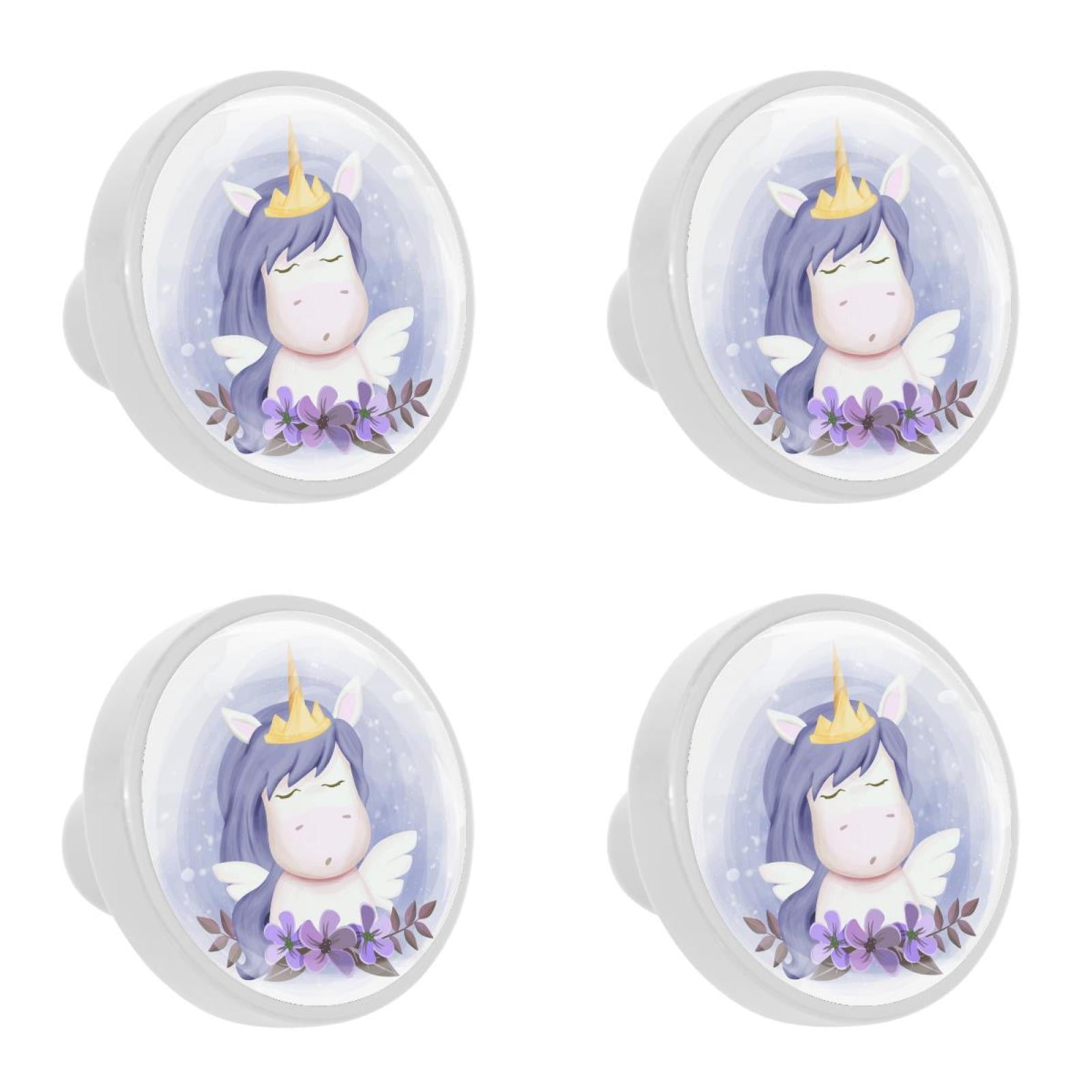 Ownta 4Pcs Kitchen Knob Round Cute Baby Unicorn Knobs Closet