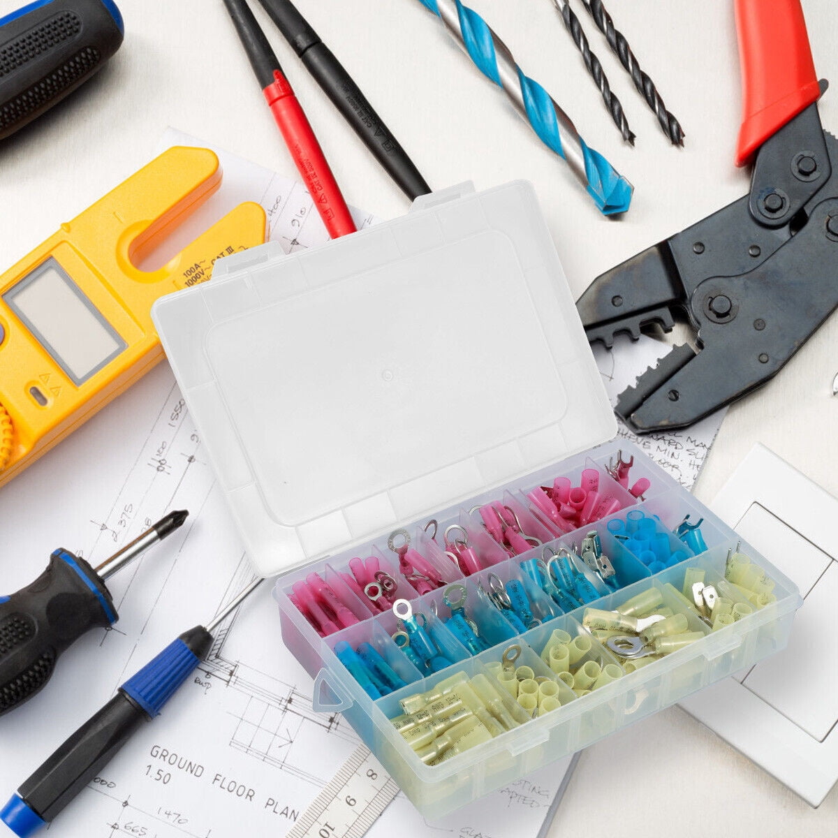 250PCS Heat Shrink Wire Connectors Electrical Terminals Kit Waterproof Marine