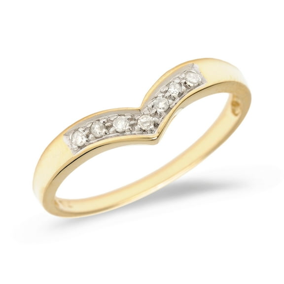 14K Yellow Gold Diamond Chevron Ring