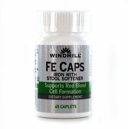 Windmill FE Caps Iron with Stool Softener Caplets, 45 Ea, 6 Pack